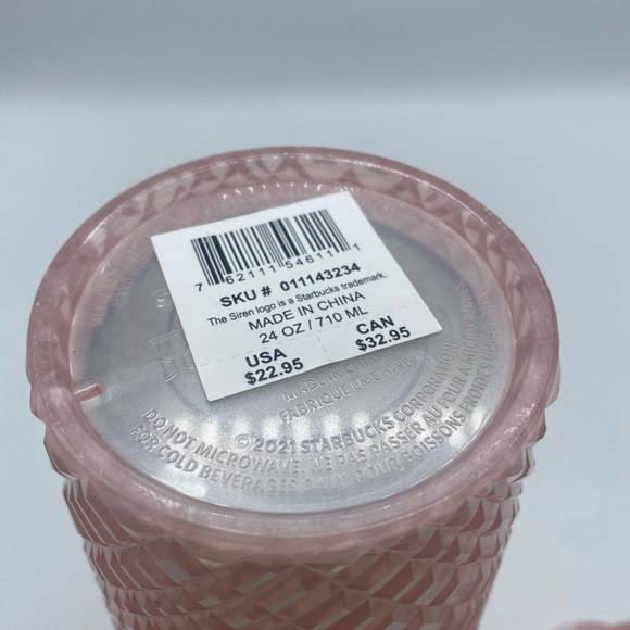 STARBUCKS Jeweled Pearl Pink Green Venti 24oz Cold Cup Tumbler with Straw 2023 - Picture 5 of 7